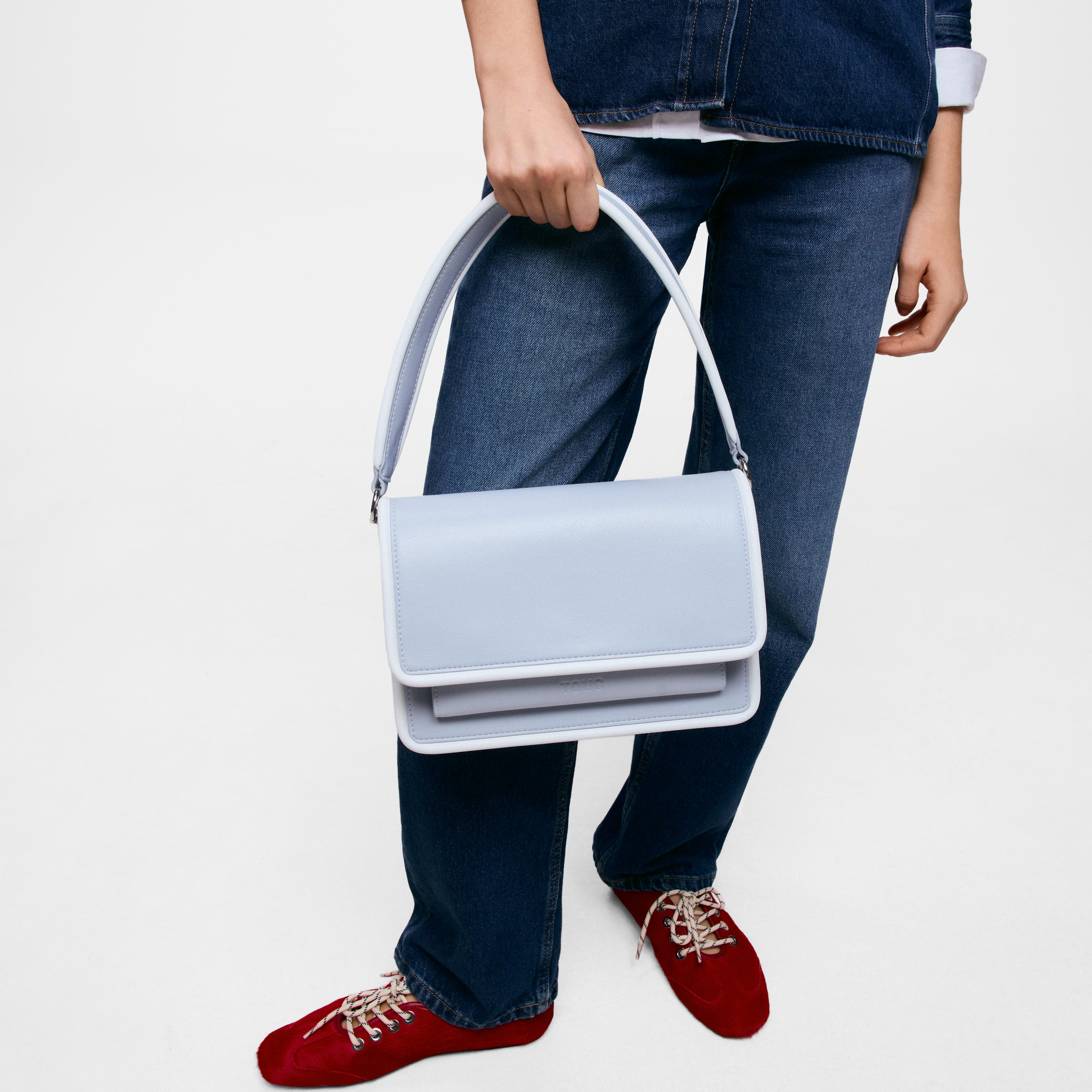 Medium grayish blue Crossbody bag TOUS Audree Pipings