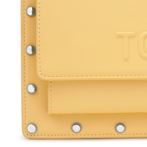 Sac &agrave; bandouli&egrave;re jaune moyen TOUS Audree Studs