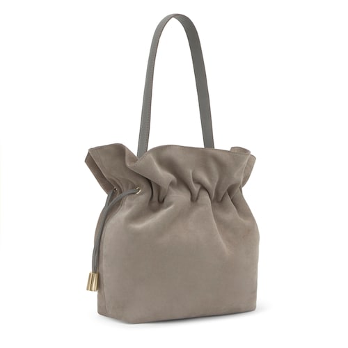 Średnia Torba worek w kolorze szarobrązowym sk&oacute;rzana TOUS Heritage