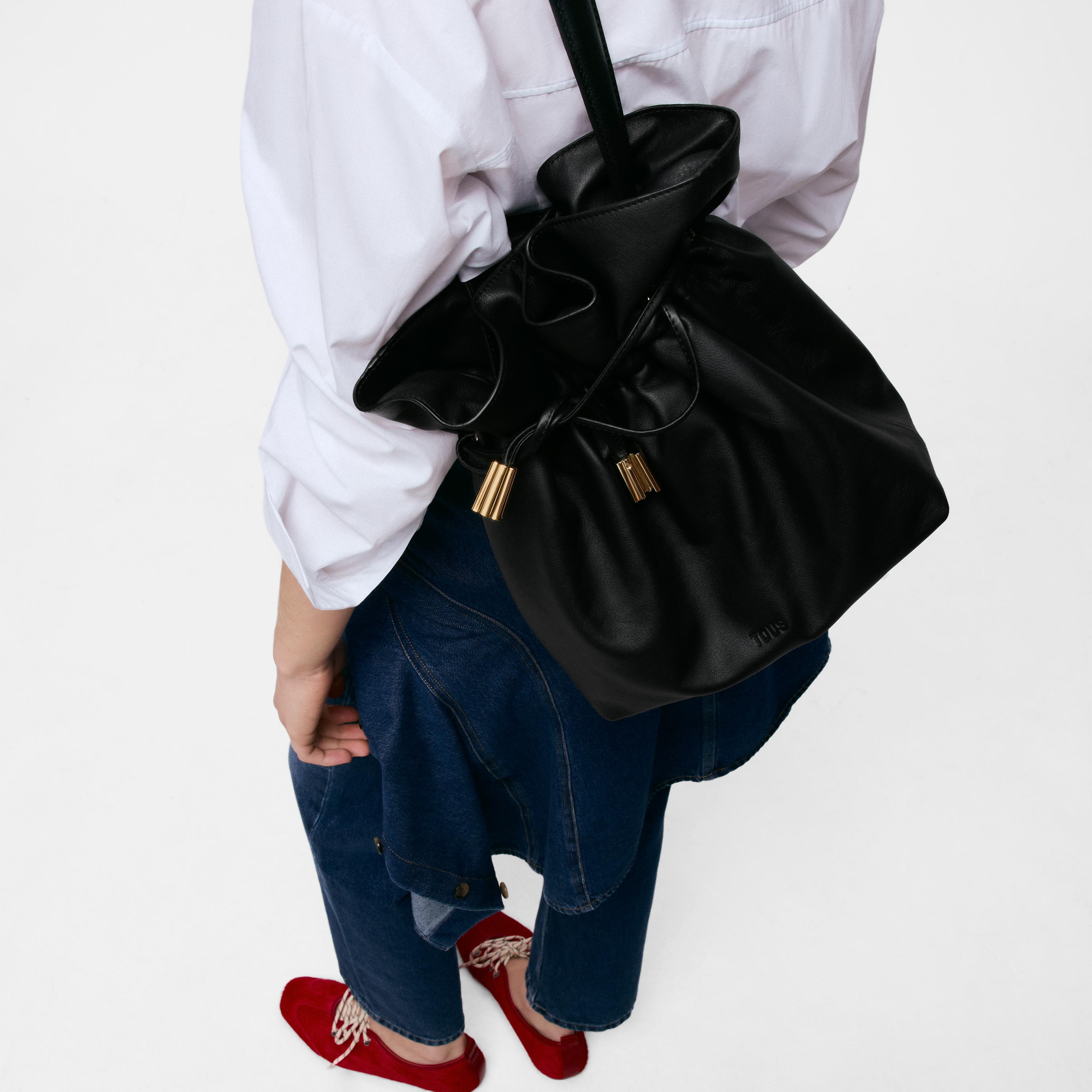 Medium black leather Bucket bag TOUS Heritage | TOUS