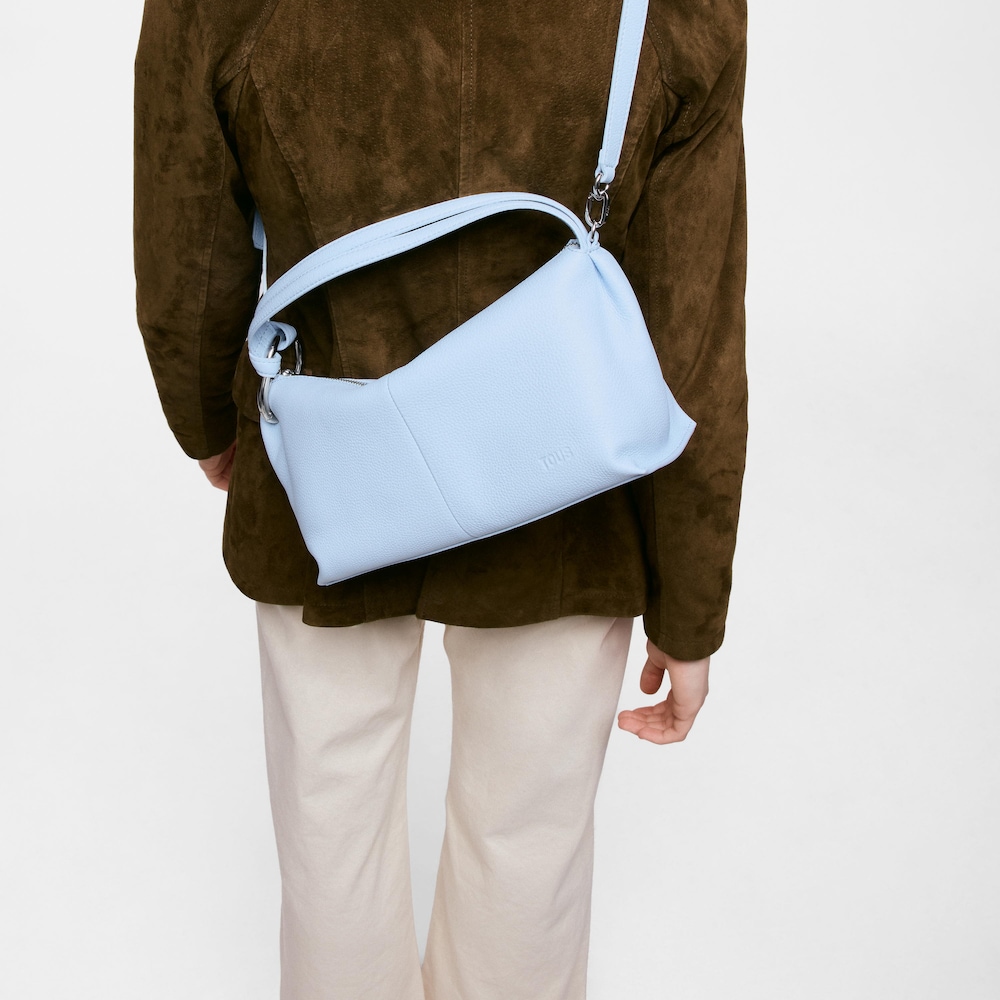 Błękitna sk&oacute;rzana Torba typu bowling TOUS Hold