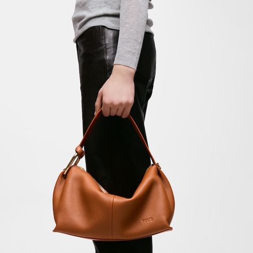 Camel-colored Bowling leather bag TOUS Hold