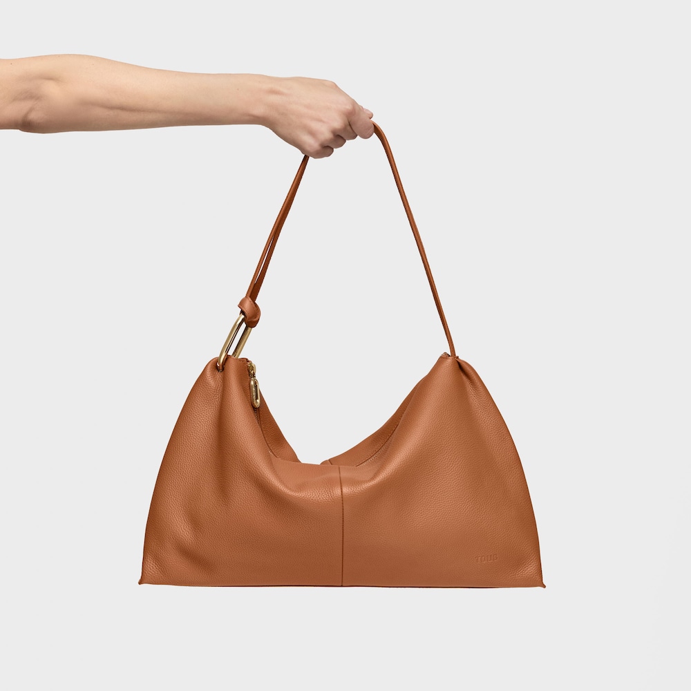 Camelfarbene Schultertasche Rindsleder TOUS Hold