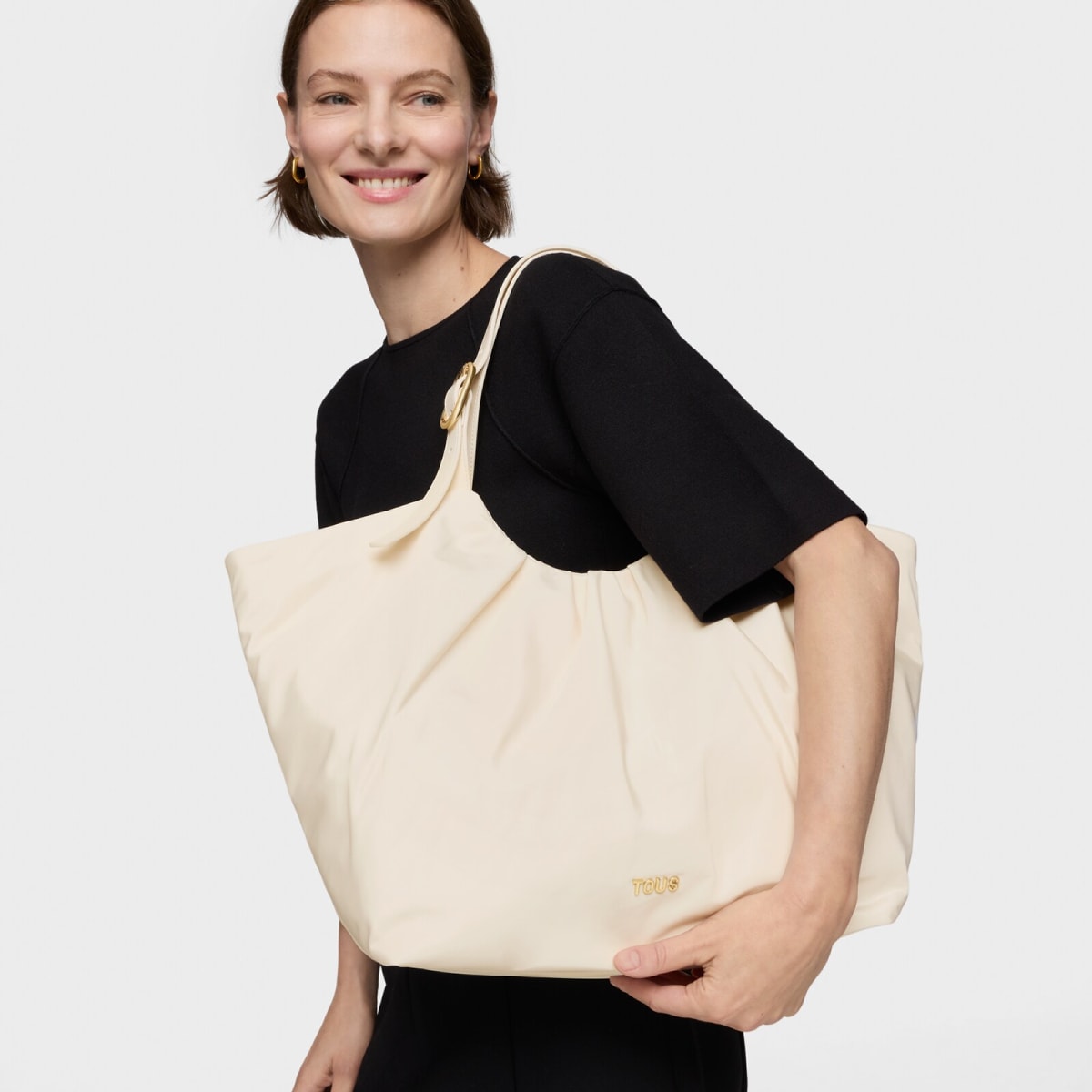 Große Beigefarbene Tote Bag Travel