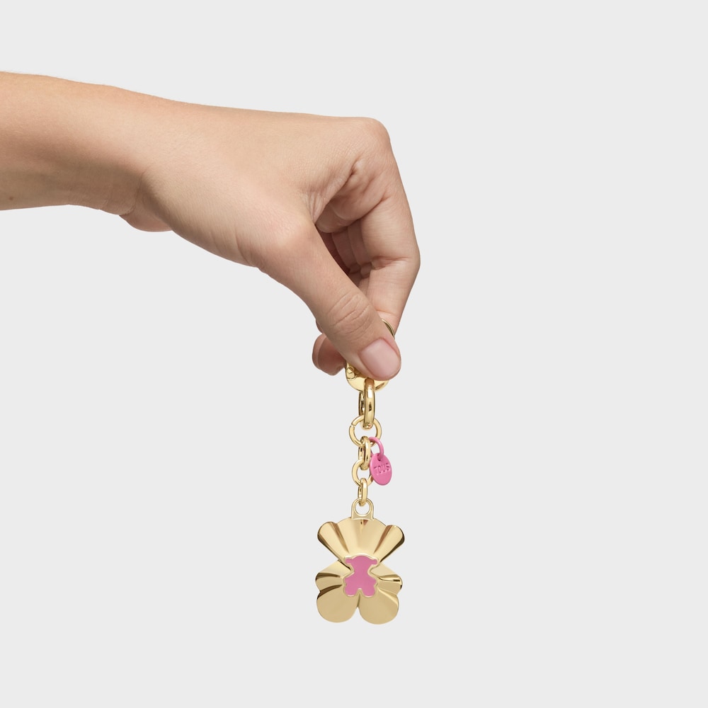 Pr&iacute;vesok na kľ&uacute;če ružovej a&nbsp;zlatej farby TOUS Trunk Bear