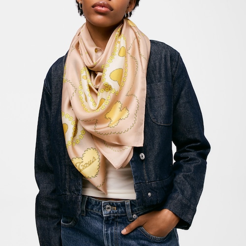 Quadratischer sandfarbener Schal TOUS Motifs Paisley