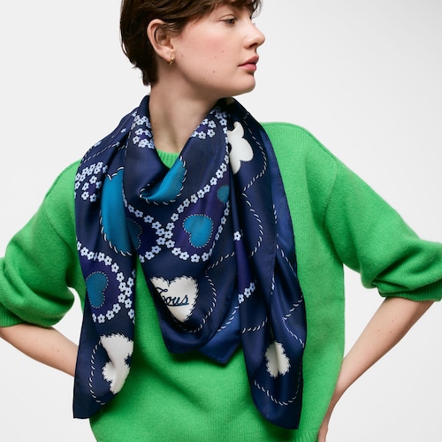 Quadratischer marineblauer Schal TOUS Motifs Paisley