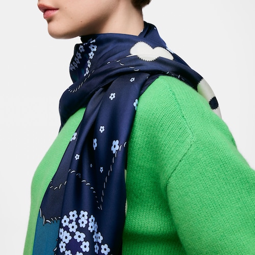 Quadratischer marineblauer Schal TOUS Motifs Paisley