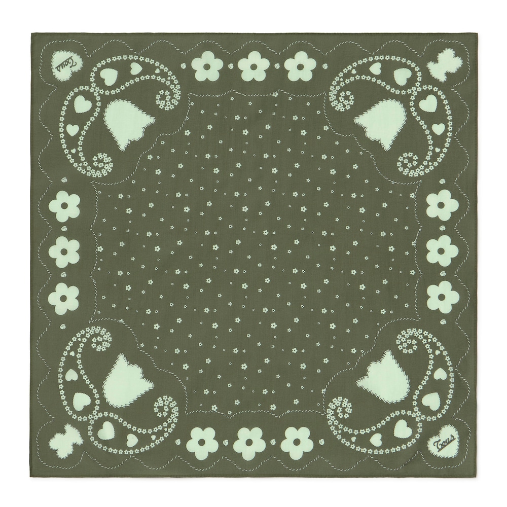 Square khaki Scarf TOUS Motifs Paisley