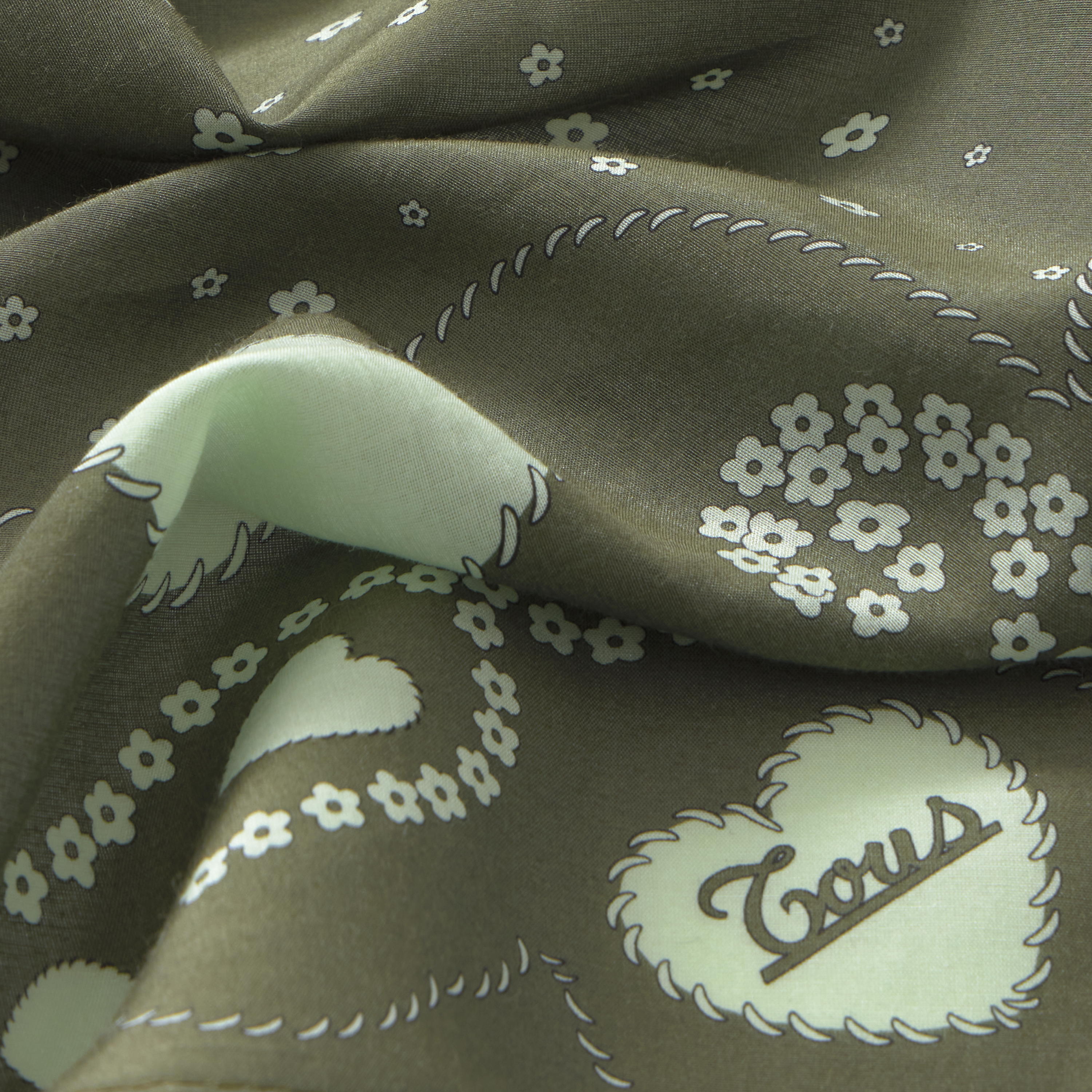 Square khaki Scarf TOUS Motifs Paisley