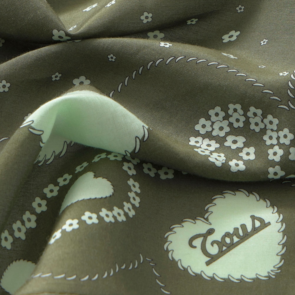 Square khaki Scarf TOUS Motifs Paisley