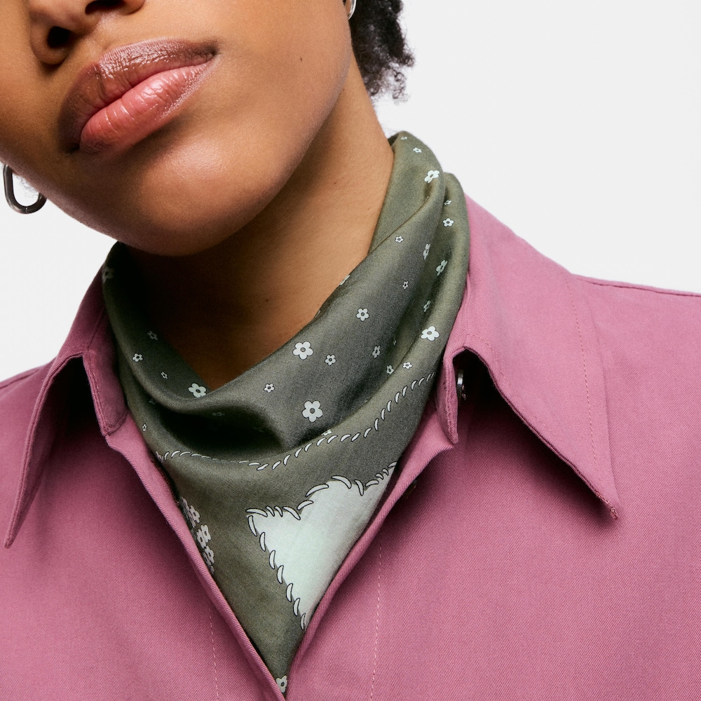Square khaki Scarf TOUS Motifs Paisley