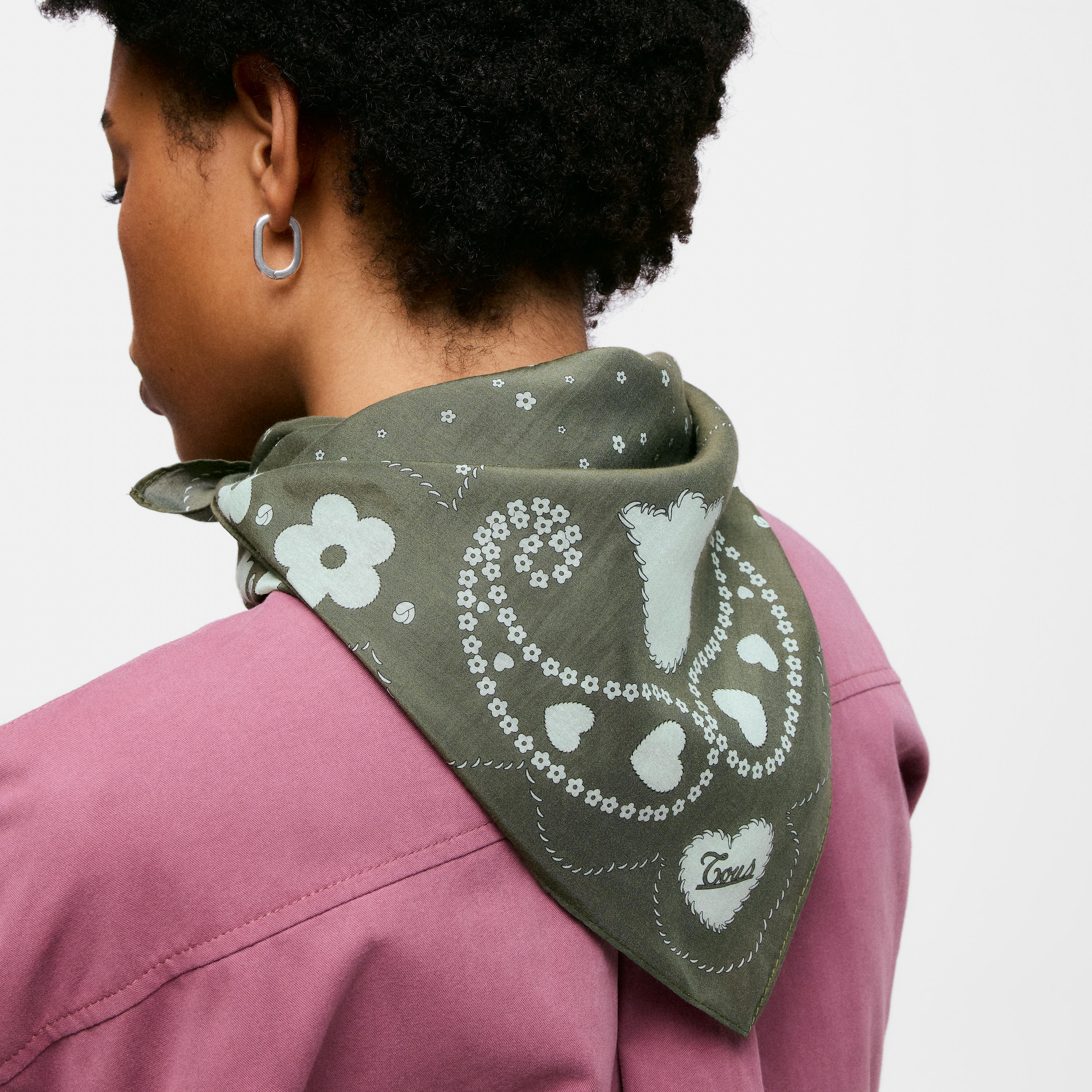 Square khaki Scarf TOUS Motifs Paisley