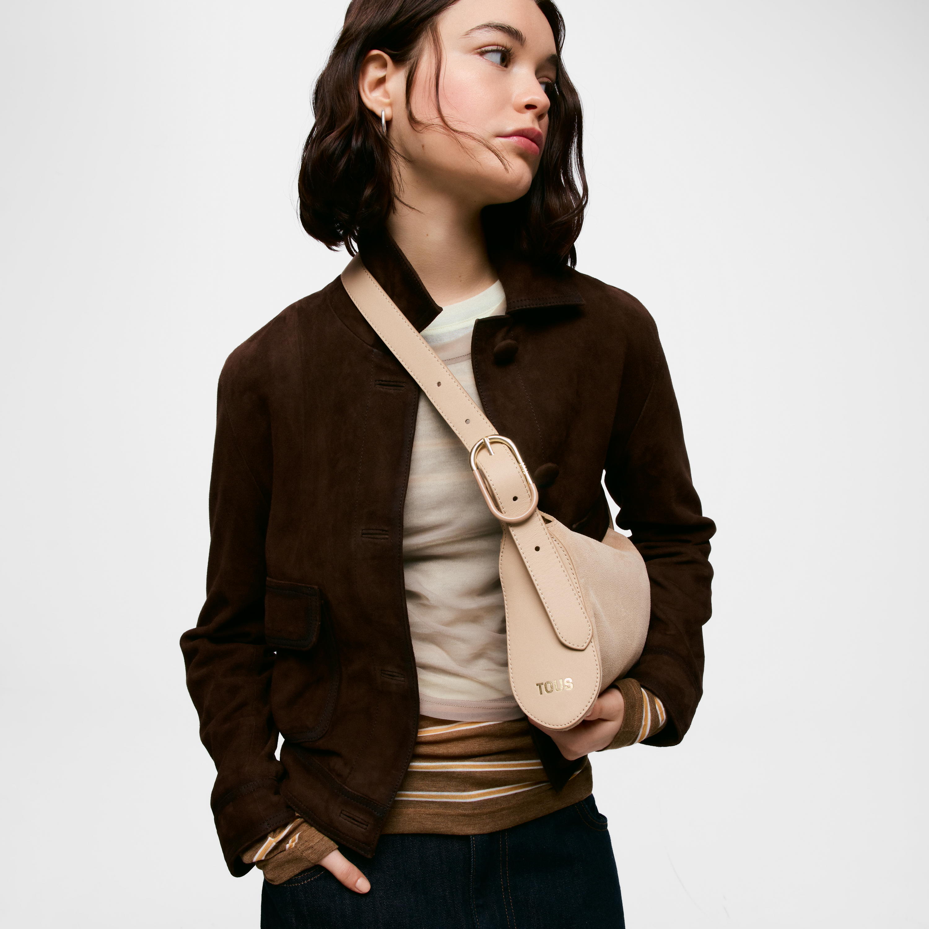 Small leather sand-colored Crossbody bag TOUS Arlette