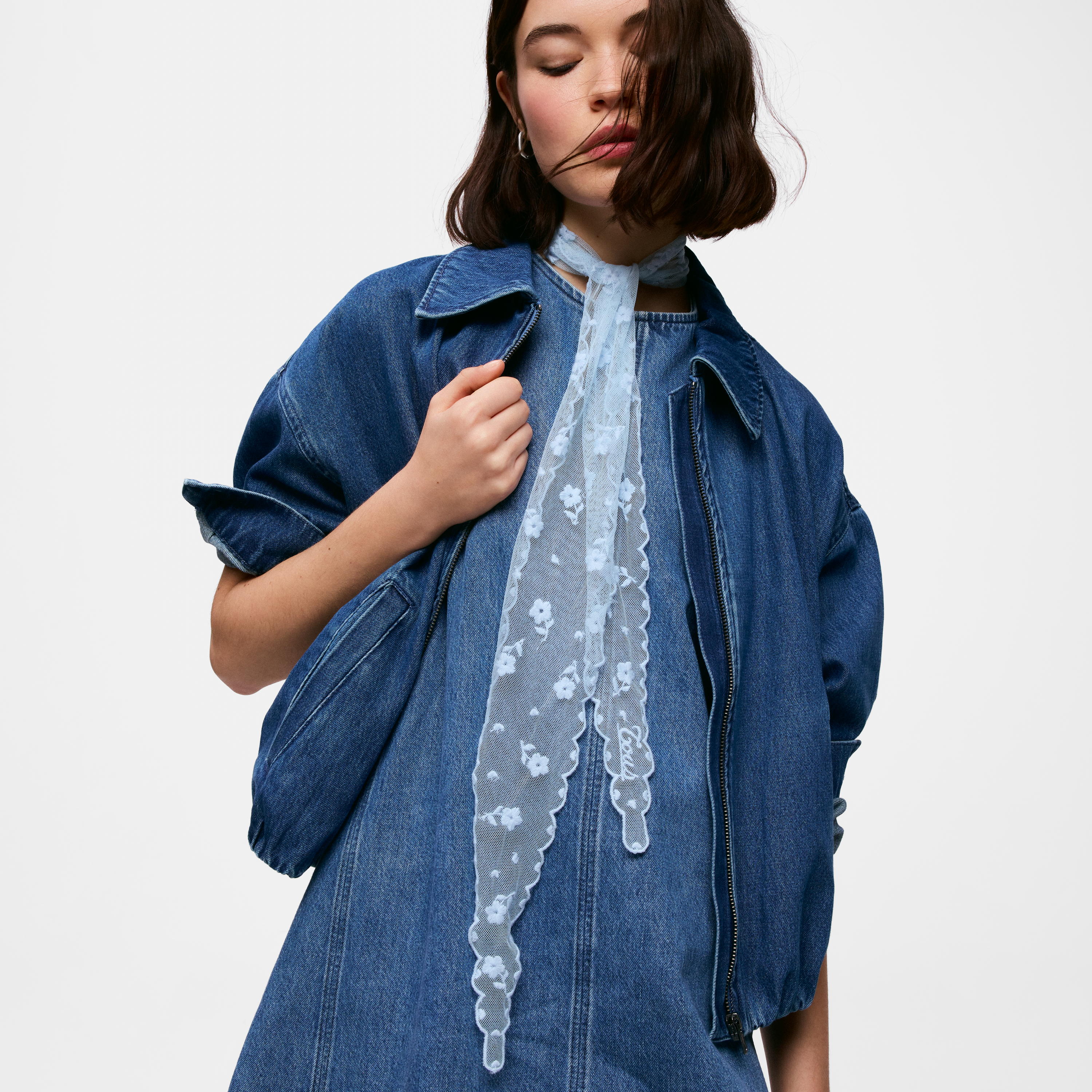 Sky blue embroidered Scarf TOUS Daisy
