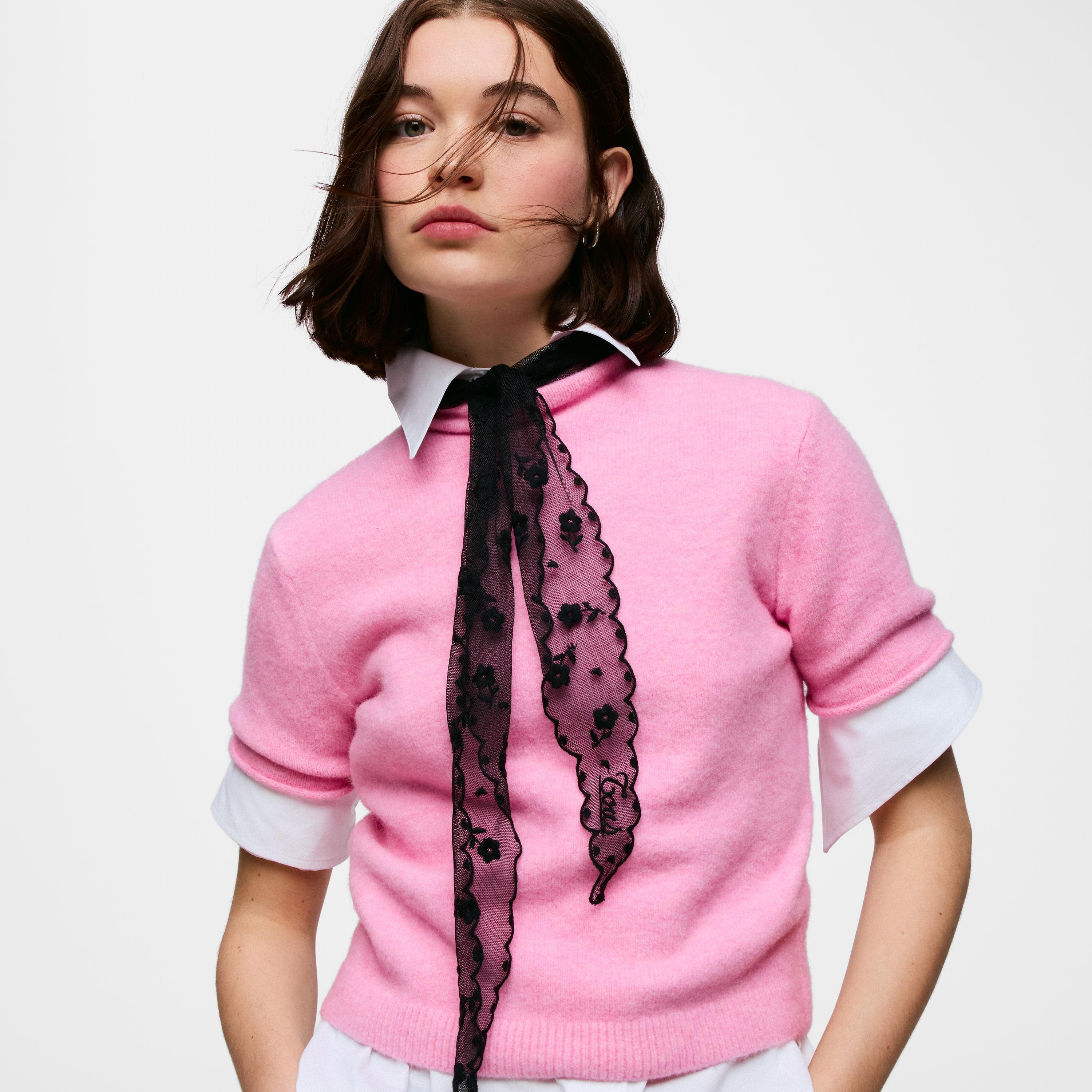 Black embroidered Scarf TOUS Daisy