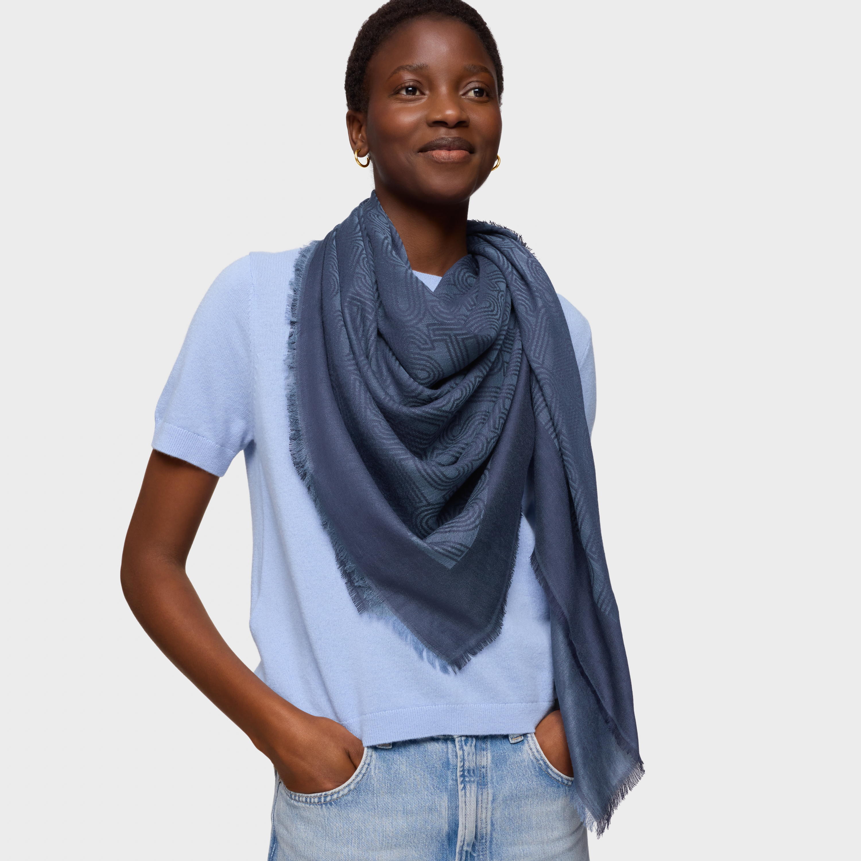 Navy blue Scarf TOUS Silhouette Jacquard