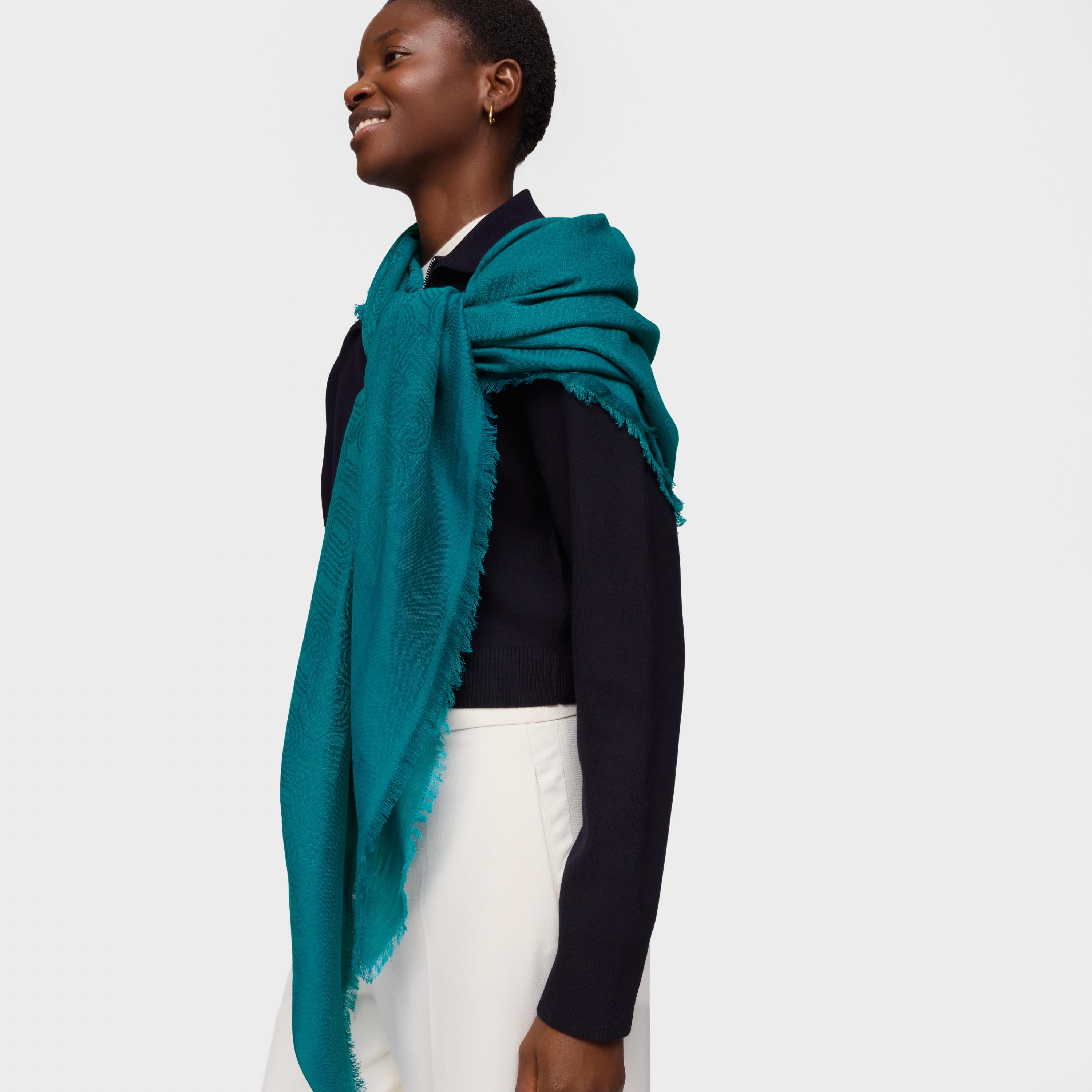 Turquoise Scarf TOUS Silhouette Jacquard