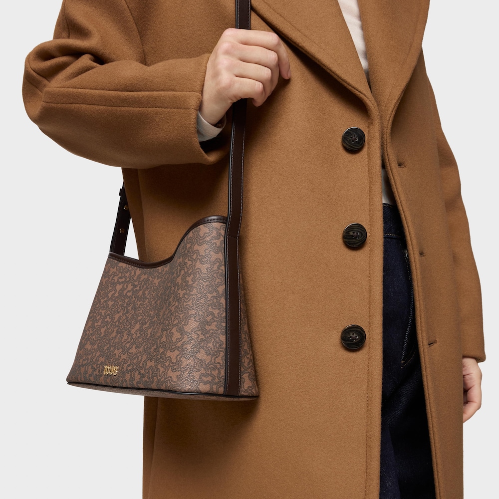 Bandolera grande marr&oacute;n Kaos Mini Lines