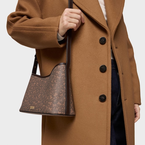 Bandolera grande marr&oacute;n Kaos Mini Lines