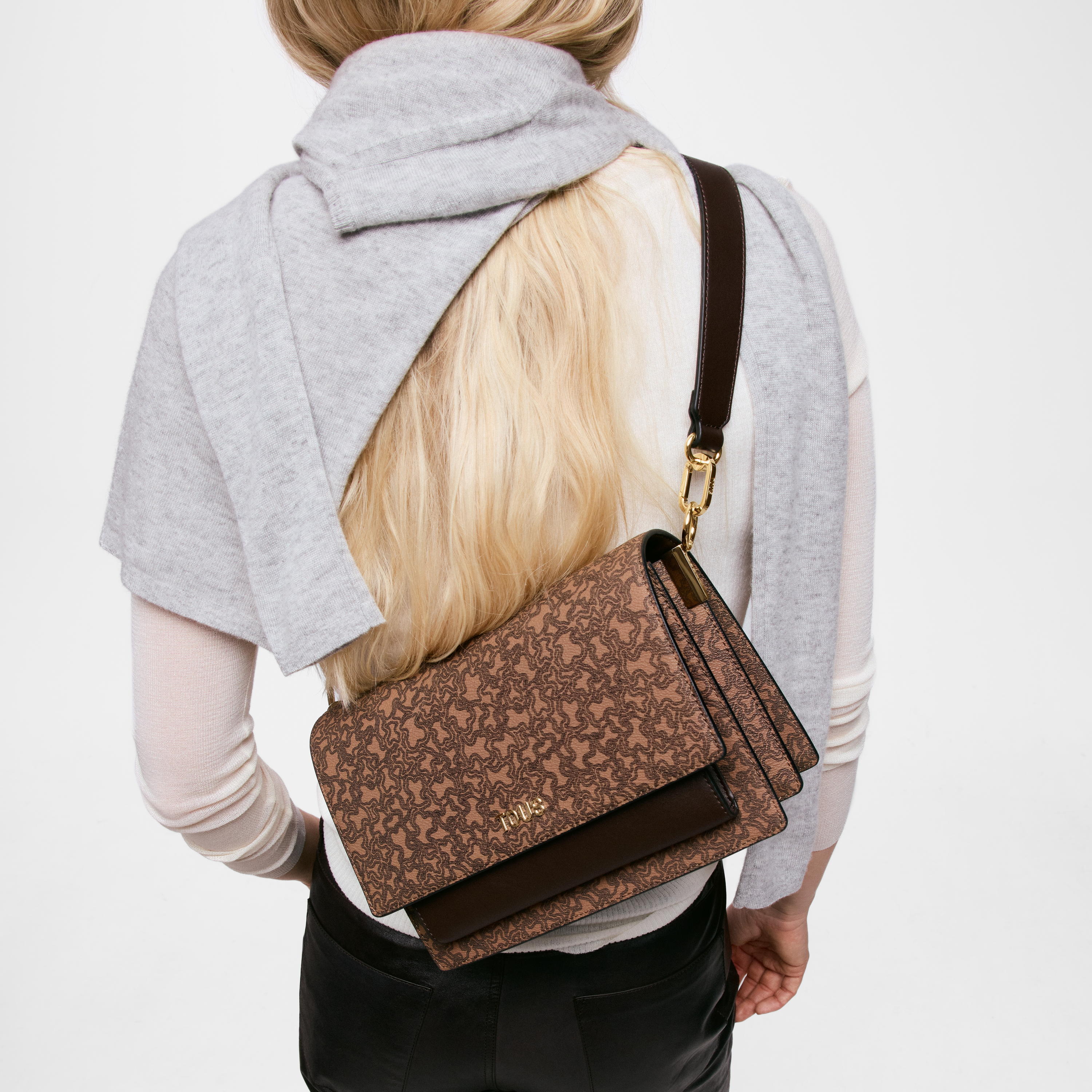 Medium brown Crossbody bag TOUS Audree Kaos Mini Lines