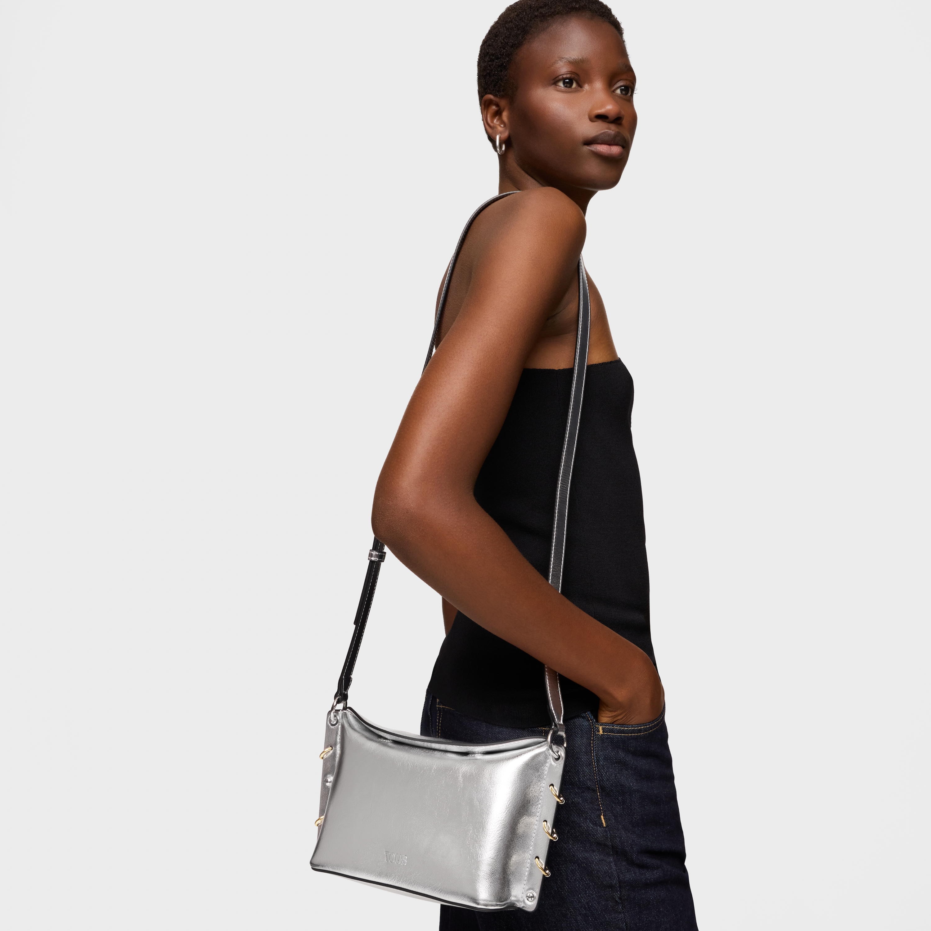 Small silver-colored Crossbody bag TOUS Jewelry Studs | TOUS