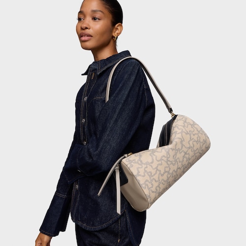 Stredne veľk&aacute; sivohned&aacute; Crossbody kabelka TOUS Kaos Icon