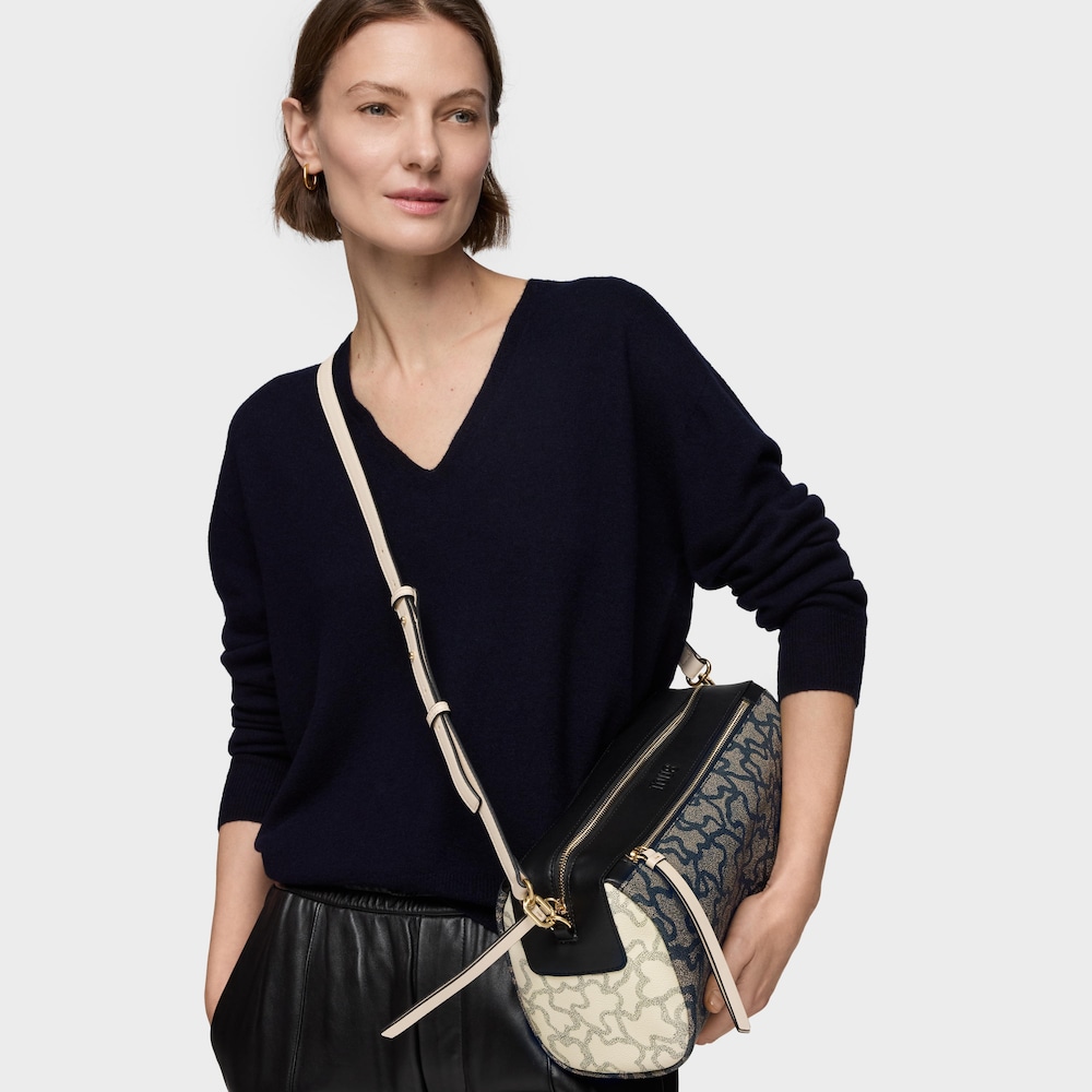 Stredne veľk&aacute; čierna Crossbody kabelka TOUS Kaos Icon