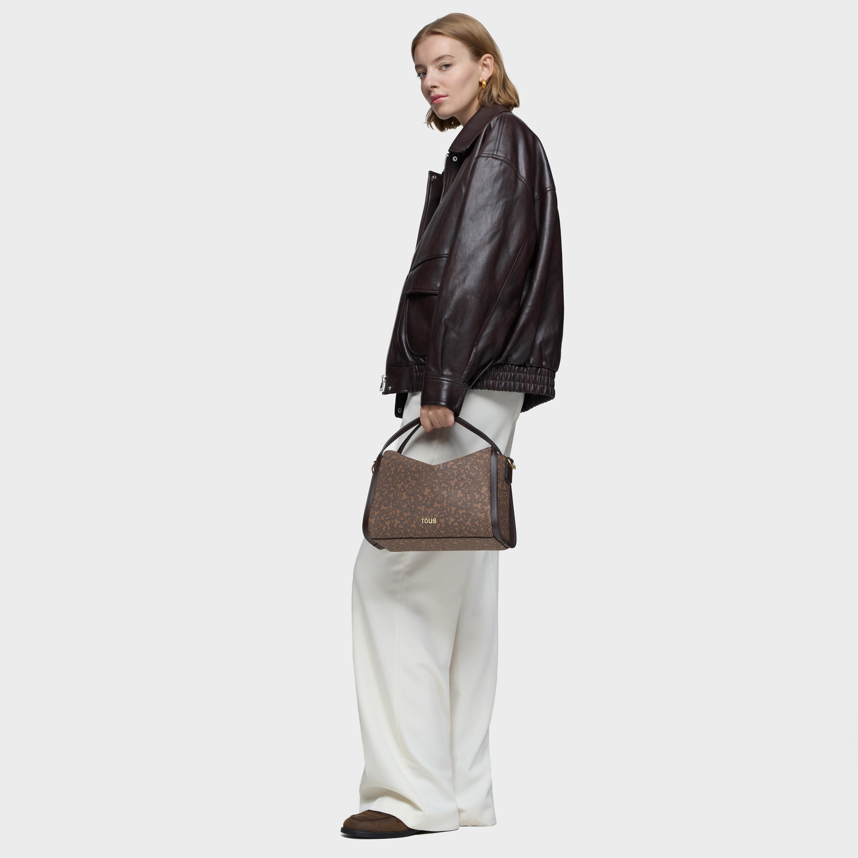 Medium brown City bag TOUS Kaos Mini Lines