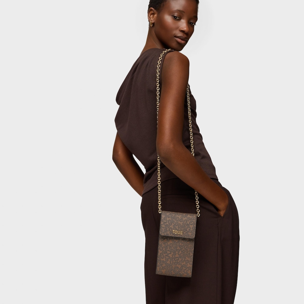 Funda de m&oacute;vil colgante marr&oacute;n Kaos Mini Lines