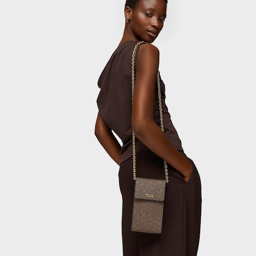 Funda de m&oacute;vil colgante marr&oacute;n Kaos Mini Lines