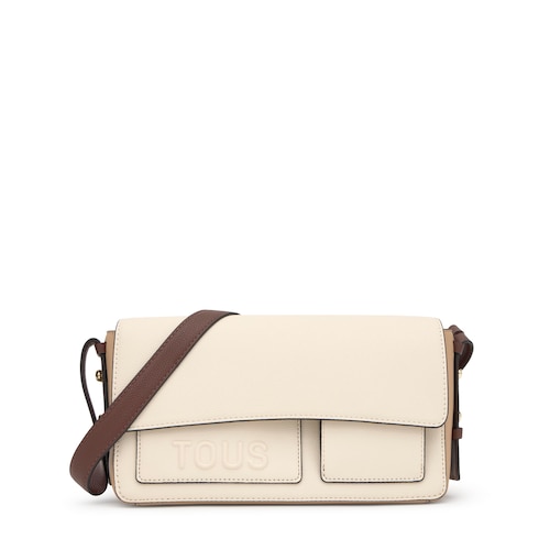 Sac &agrave; bandouli&egrave;re beige et marron moyen TOUS Back to Basics