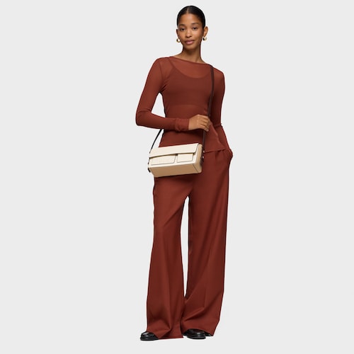 Sac &agrave; bandouli&egrave;re beige et marron moyen TOUS Back to Basics