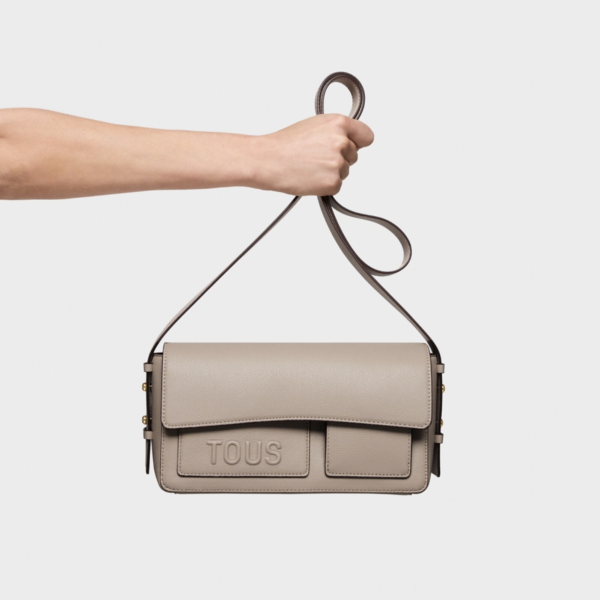 Tous - Středně Velká Šedohnědá Crossbody Kabelka Tous Back To Basics -