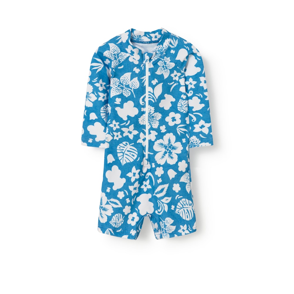 Light blue Flower baby one-piece swimsuit
