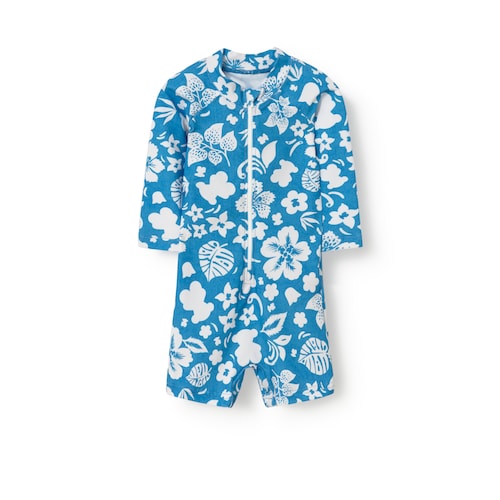 Light blue Flower baby one-piece swimsuit