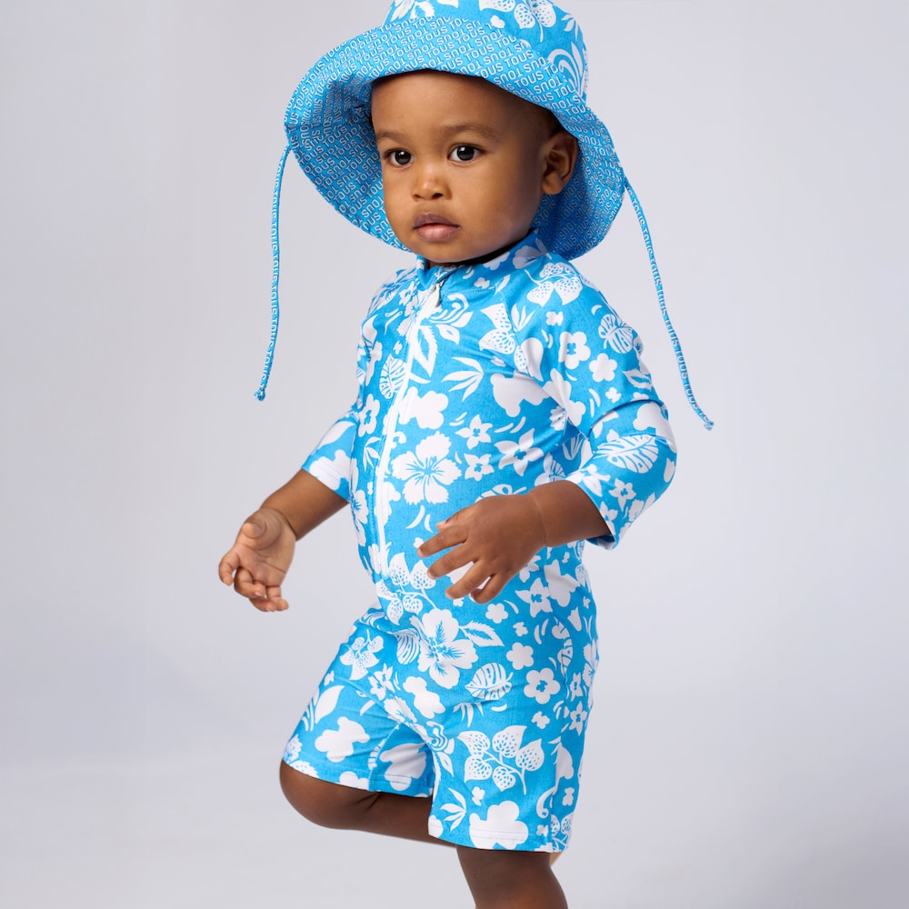 Light blue Flower baby one-piece swimsuit