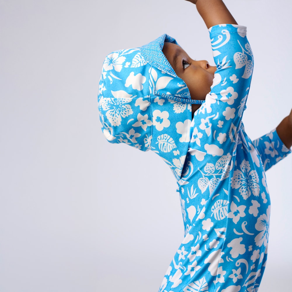 Light blue Flower baby one-piece swimsuit