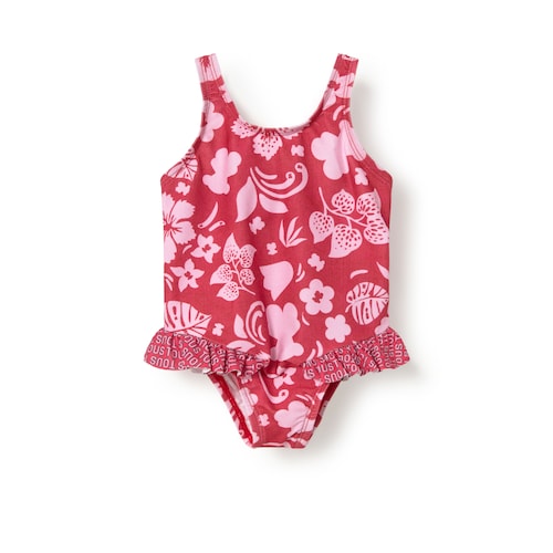 Burgundy Flower baby girl swimsuit