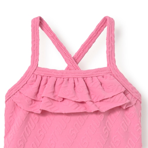 Pink Logo baby girl all-in-one swimsuit