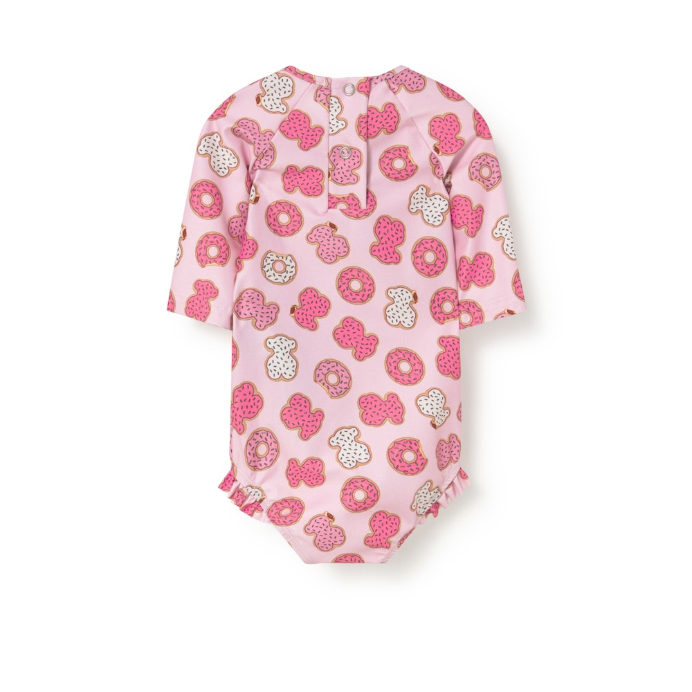 Pink Donut baby girl long-sleeve swimsuit