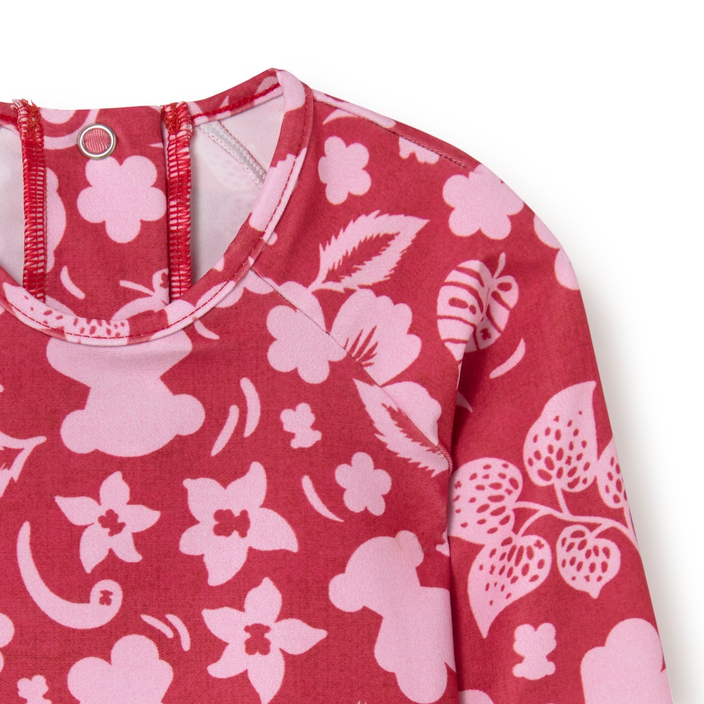 Ba&ntilde;ador integral de ni&ntilde;a manga larga Flower grana