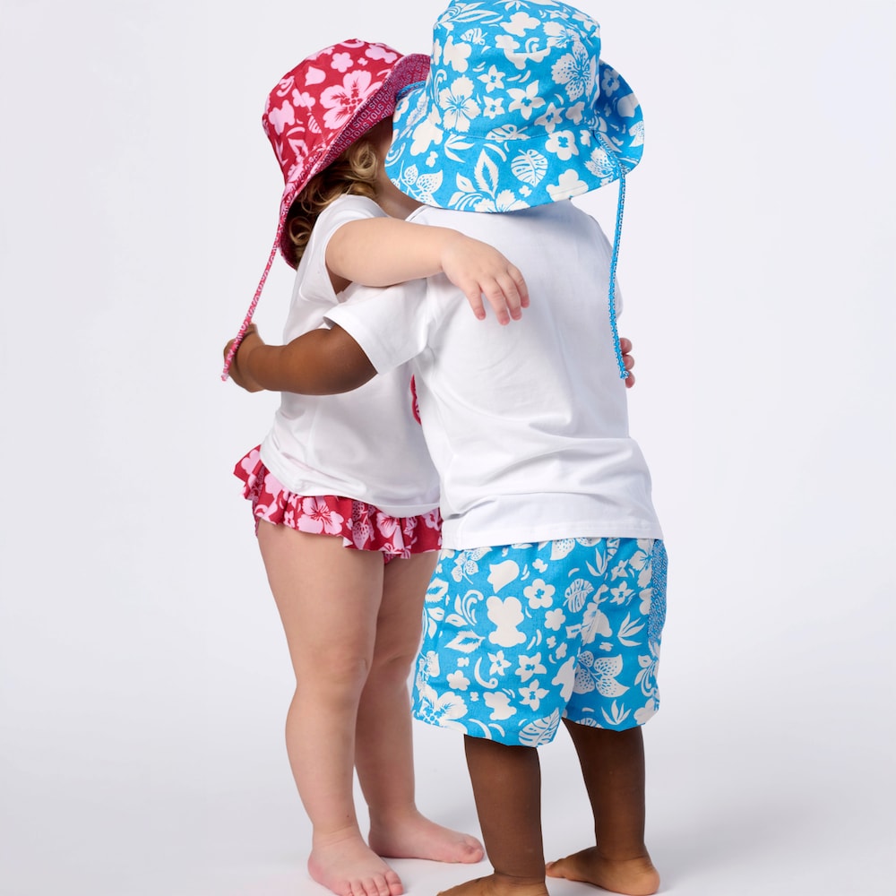 Blue Flower baby boy swim shorts