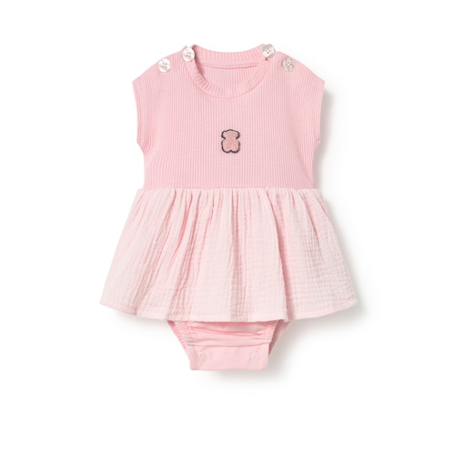Pink Const baby bodysuit with skirt