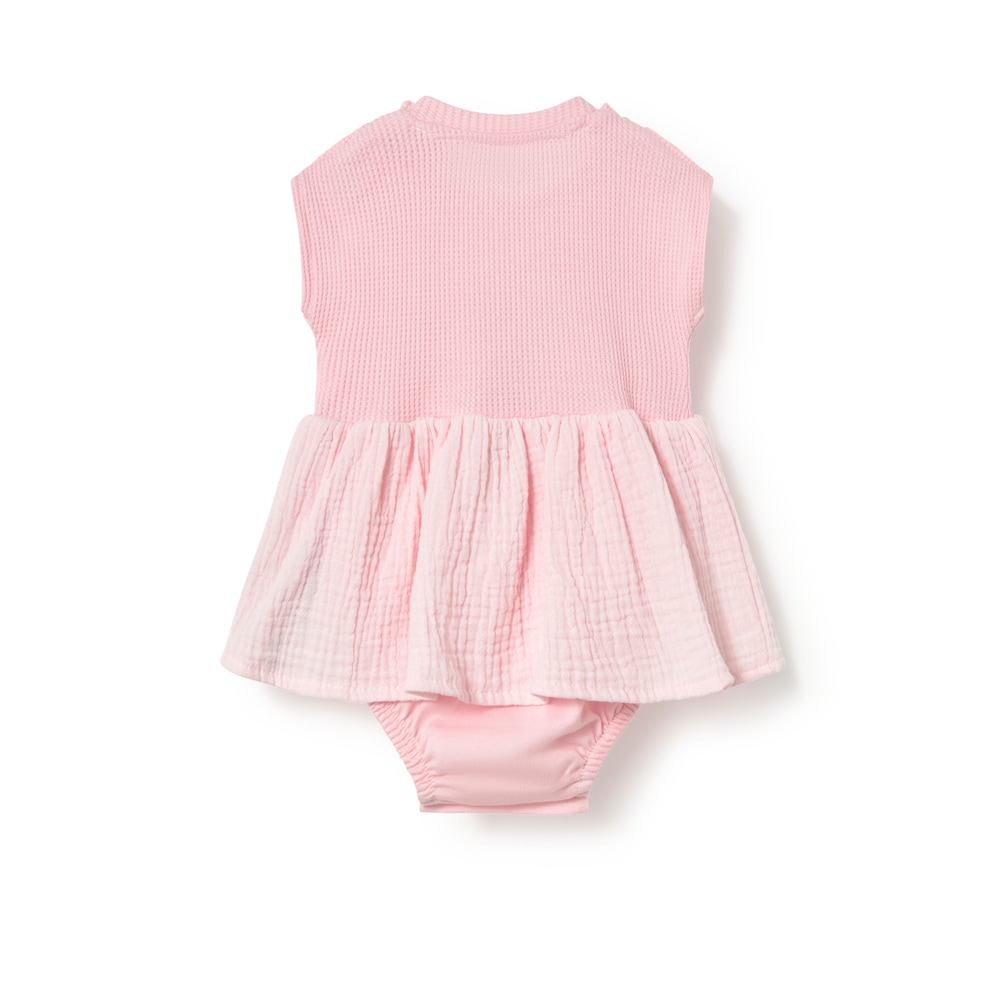Pink Const baby bodysuit with skirt