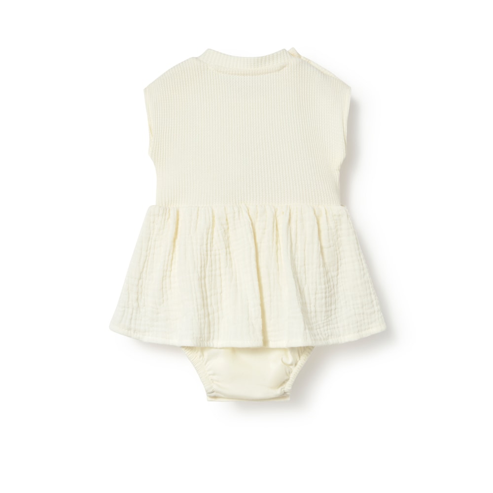 Ecru Const baby bodysuit with skirt
