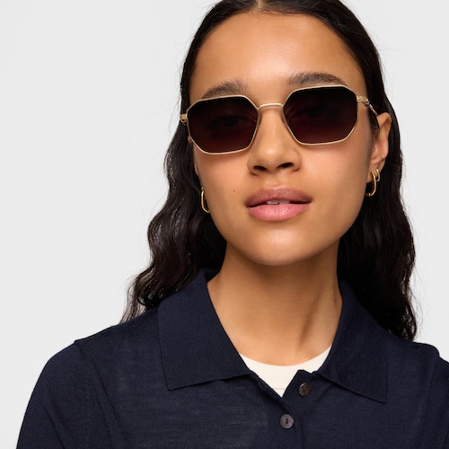 Gafas de sol en color havana Geometric Metal