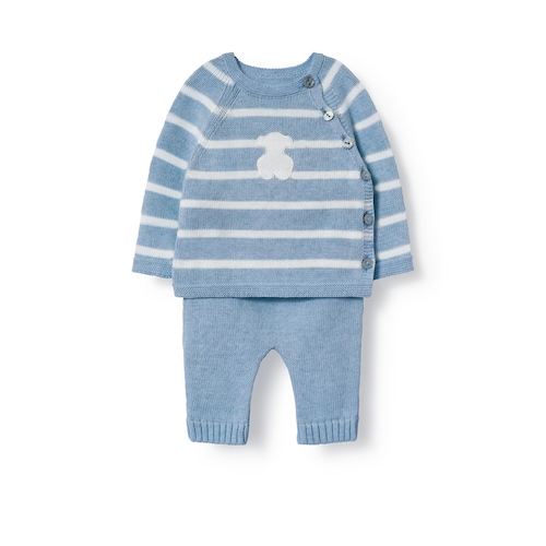 Conjunto de beb&eacute; de reci&eacute;n nacido Tricot celeste