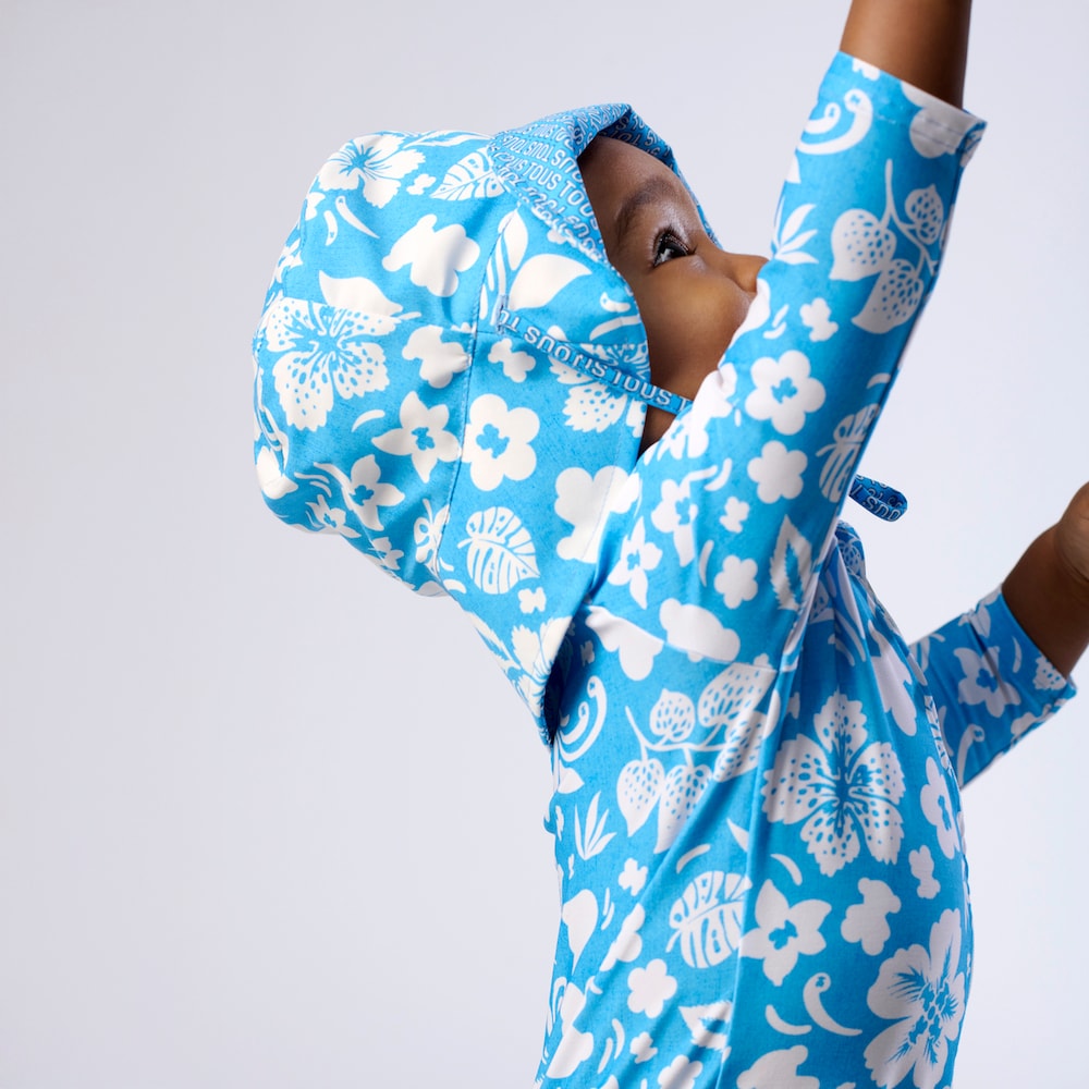 Blue Flower baby beach hat