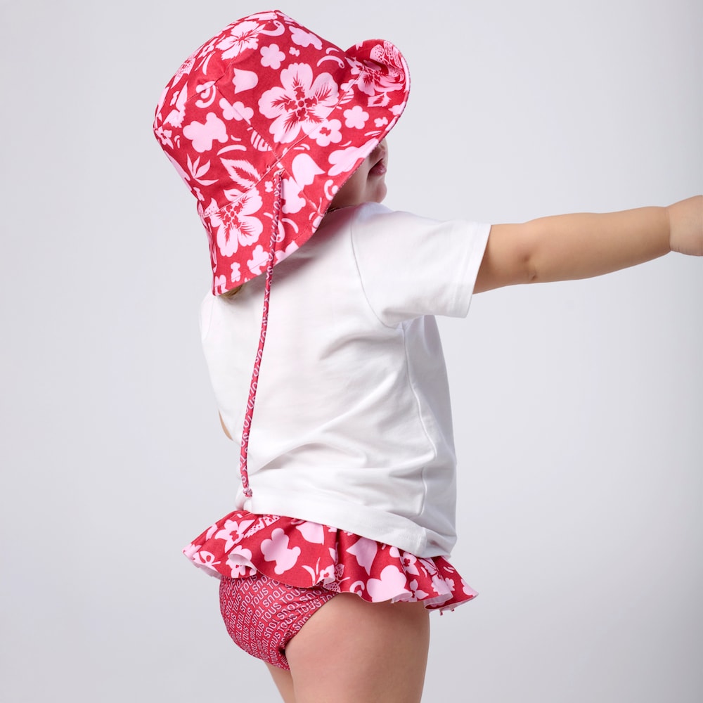 Burgundy Flower baby beach hat